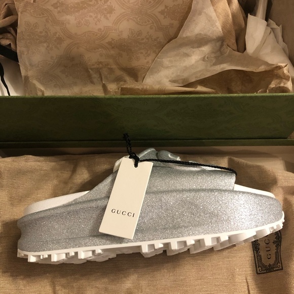 New Gucci platform silver sandals slides size 7 - Picture 2 of 4